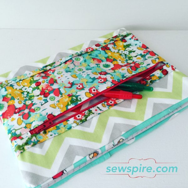 How to sew a notebook cover with zippered pocket - Sewspire