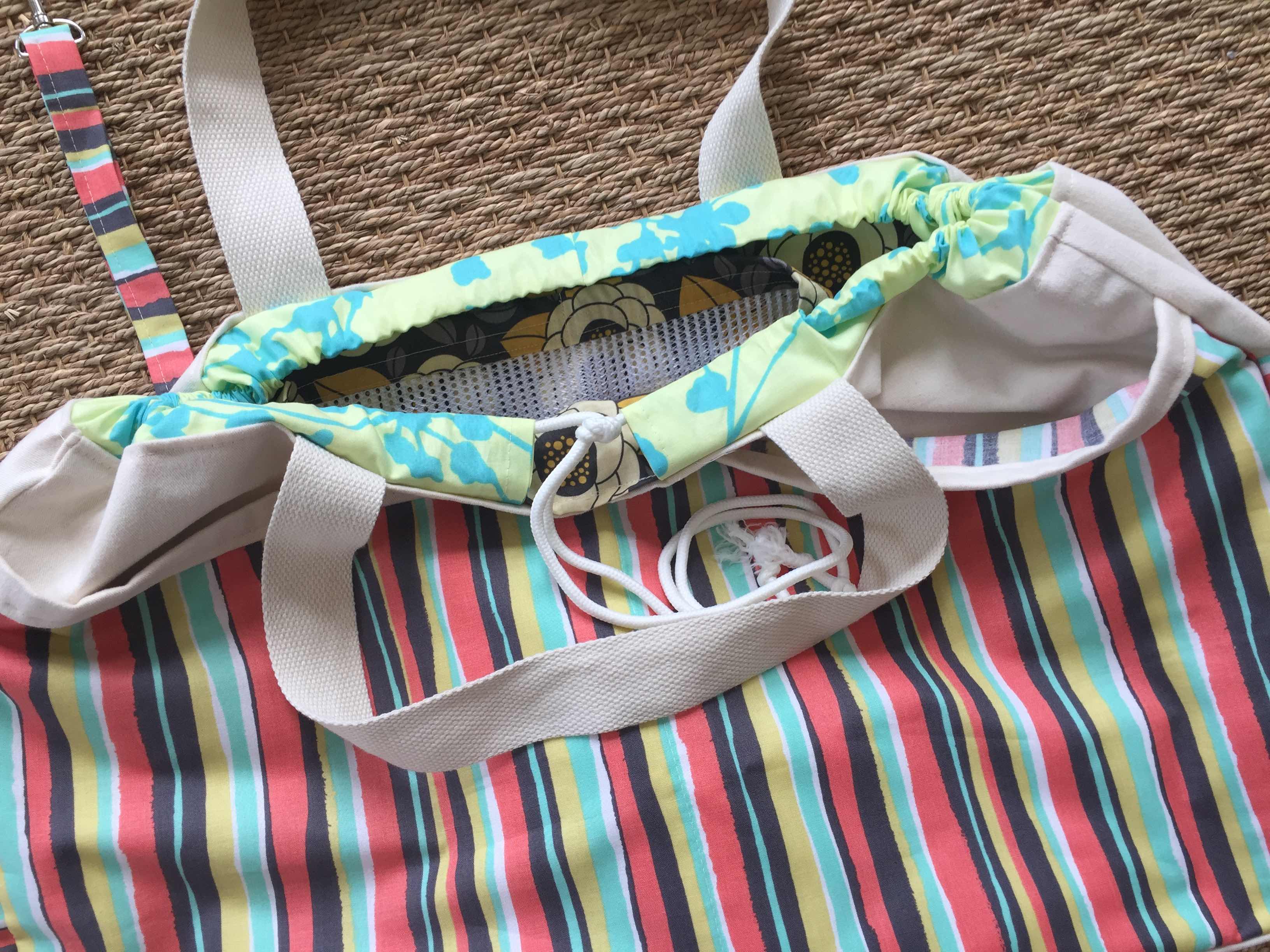 How to sew a large drawstring beach bag tote
